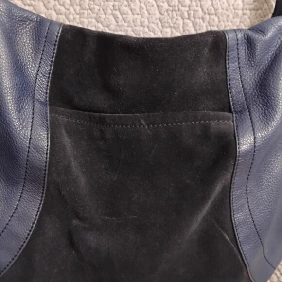 B Makowsky Giamma00 Blue Suede Leather Slouch Hobo Shoulder Bag - Picture 4 of 11